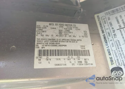 2008 Ford Expedition El Xlt z USA, uszkodzony, nr VIN 1FMFK15598LA65899